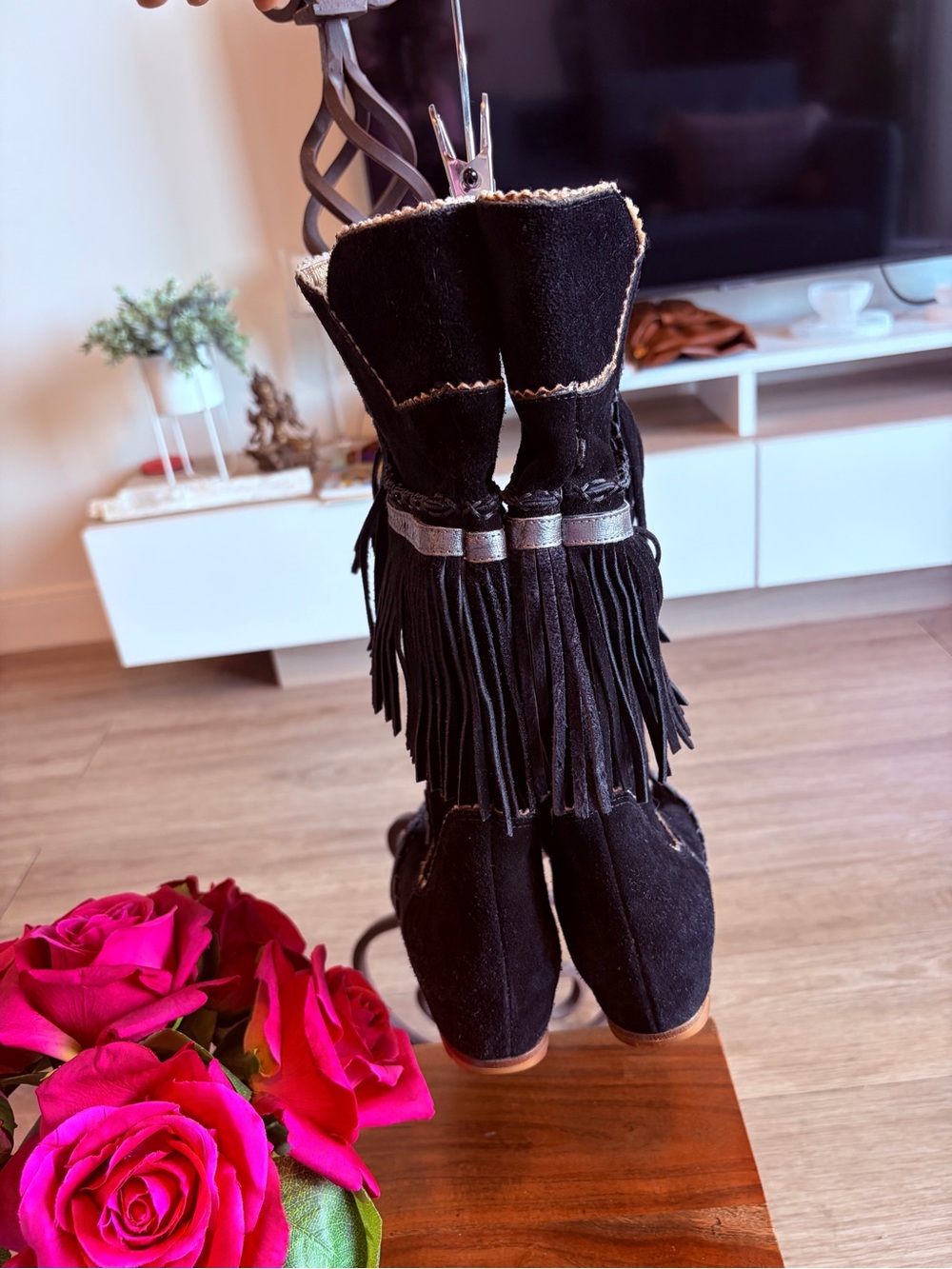 Fringe Suede Western Style Boots